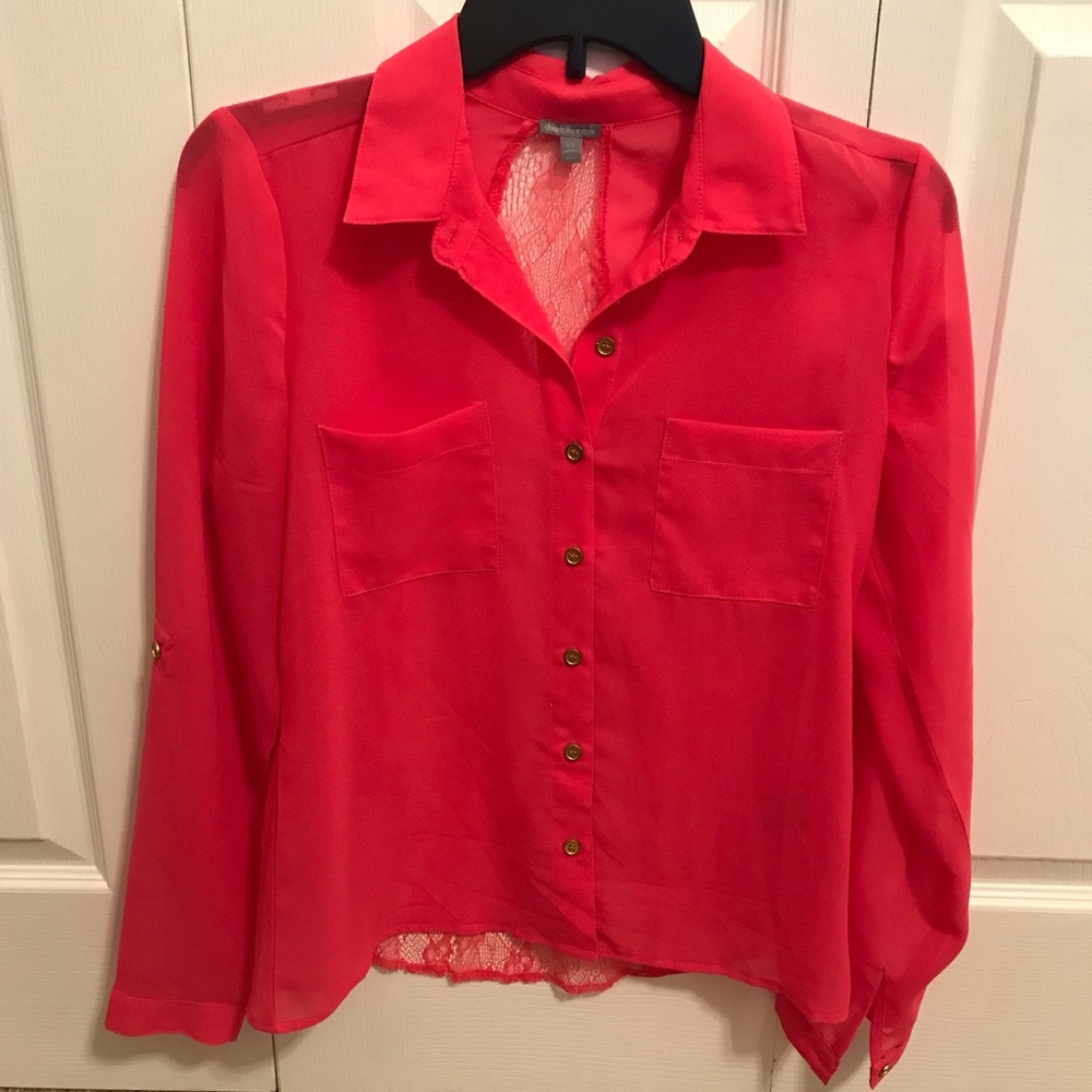 Pink dressy blouse/top—Charlotte Russe, Size XS!!